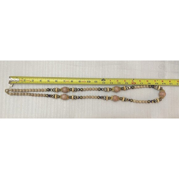 VTG Rosemary G Ro-Do Saks 5th Ave Carved Bead Riverstone Amethyst Necklace 40" - Picture 2 of 8